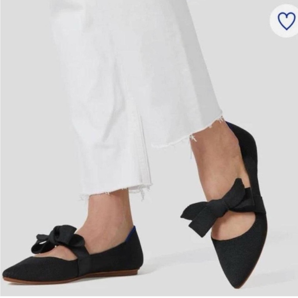 Rothy’s Black Tie Bow Mary Jane Point Sz 8